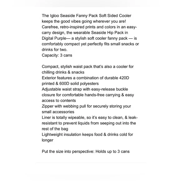 NWT - IGLOO Insulated Fanny Pack Bag - Picture 6 of 6